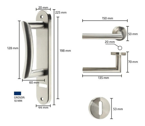 Picaporte Doble Balancin Acero Inoxidable Set! 1