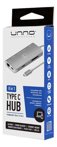 Concentrador Tipo C 8 En 1 Hdmi 4k/ Rj45 /micro Sd 1