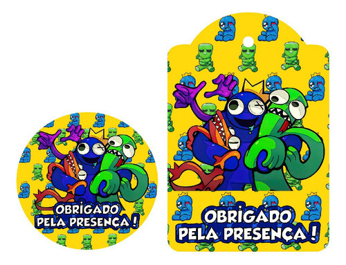 50 Tags De Agradecimento +50 Tags Adesivos - Rainbow Friends 0