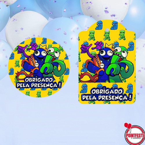 50 Tags De Agradecimento +50 Tags Adesivos - Rainbow Friends 1
