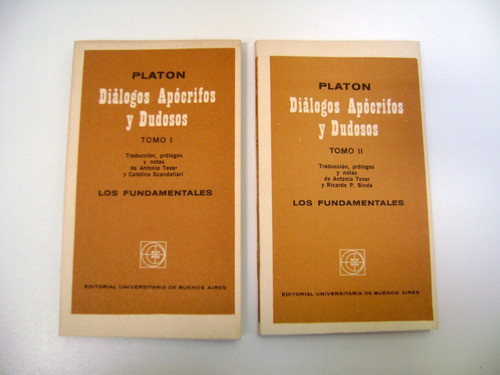 Dialogos Apocrifos Y Dudosos Platon Tomos 1 Y 2 Eudeba Boedo 0