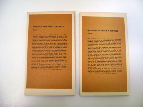 Dialogos Apocrifos Y Dudosos Platon Tomos 1 Y 2 Eudeba Boedo 1