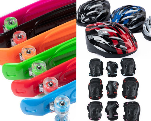 Patineta De 68cm + Set De Protección + Casco De 8+ Años 0