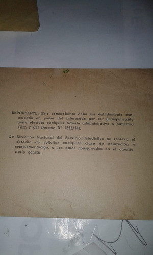 Antiguo Comprobante De Cumplimentacion 1954 Presidencia 1