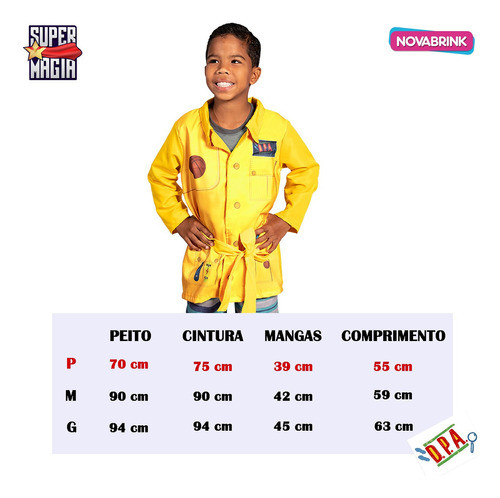 Fantasia Jaleco Amarelo Max Detetives Do Prédio Azul Tam. P 1