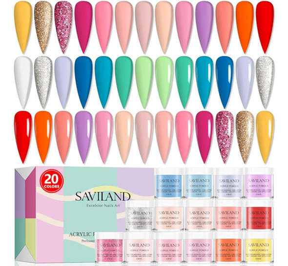 Saviland Acrylic Powder Set Starter - 20 Colores Primavera V 0