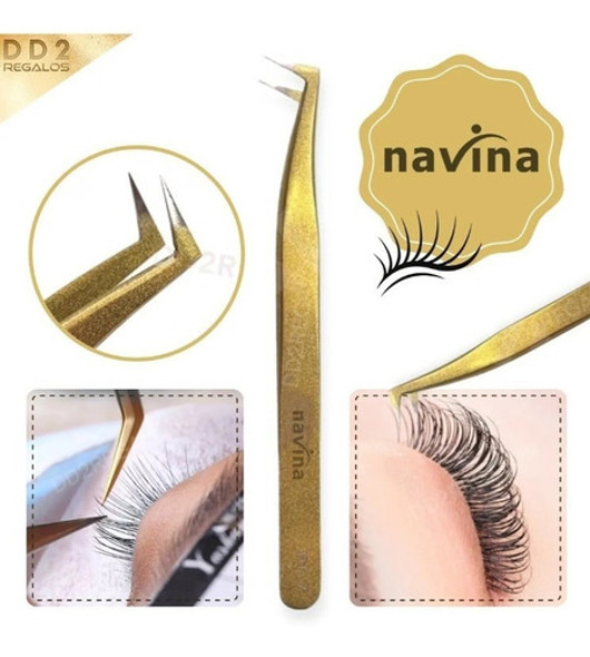 Pinza Dorado L Navina P/extensión Pestañas Volumen Ruso 1