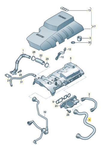 Manguera Descarga De Gases De Pcv Vw Vento Mk5 2.0 Tfsi 1