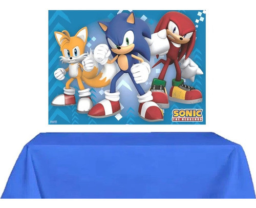 Kit Painel Festa Aniversário Sonic + Toalha De Mesa 0