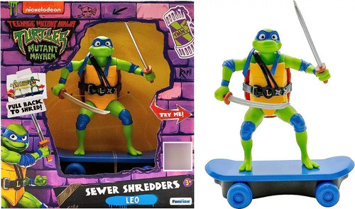 Tortugas Ninja Skate Pullback C/figura Leonardo 71055 Srj 0