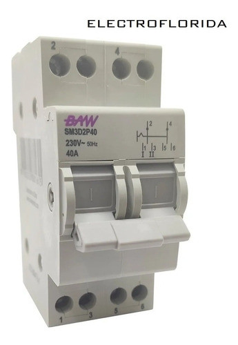 Conmutadora Manual .din Bipolar I-0-ii. 40a 230vca 1