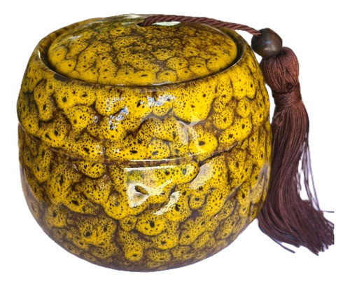 Pote De Cerâmica Vitrificada, Velas, Oriental 500ml Amarelo 0