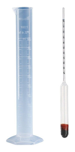 Kit Densímetro + Proveta Para Cerveja - 250ml 0