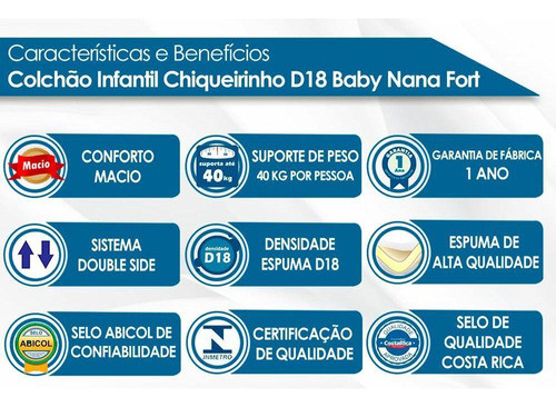 Colchão Infantil D18 Chiqueirinho Baby Nana (72x105x07) - P 1