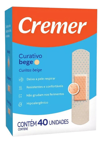 Curativo Cremer Bege Hipoalergênico Com 40 Un Kit C/12 Un 0