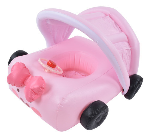 Barco Flutuador De Natação Em Forma De Carro Rosa Seguro Par 0