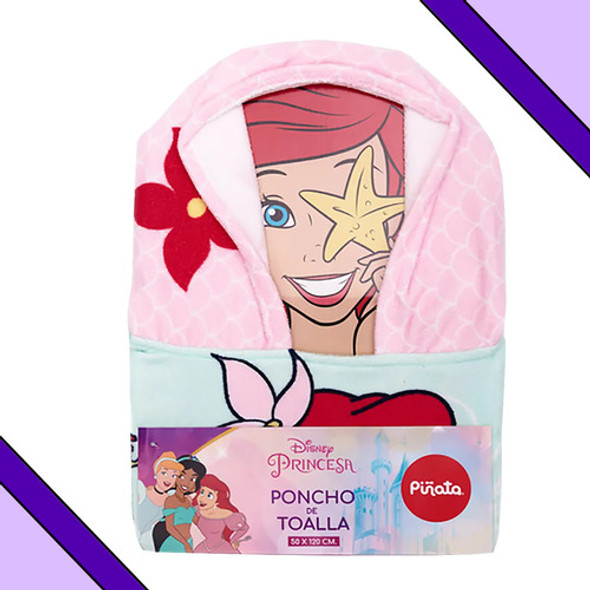 Poncho De Toalla Infantil Piñata Sirenita Con Capucha 50x120 1