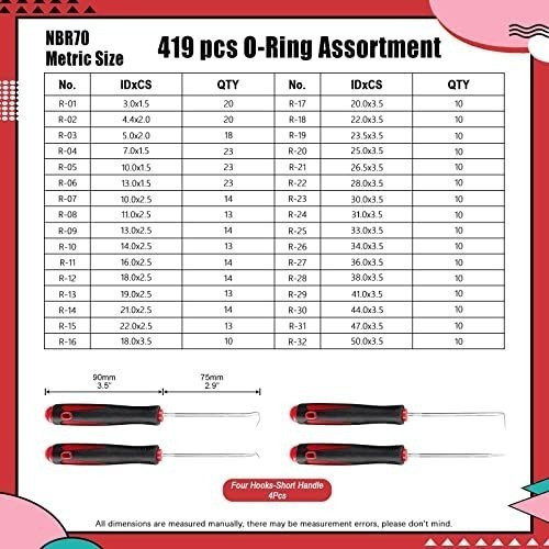 Kit Set Orings, Juntas Metricas De Goma -423 Pcs,32 Tamaños 1