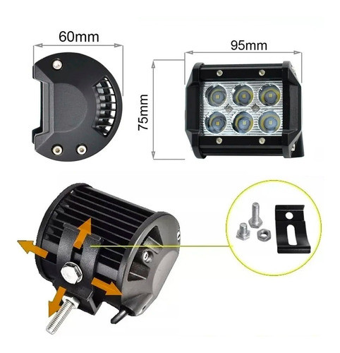 Kit 2 Faros Barra 6 Leds Luz Auxiliar Accesorio Camioneta 1