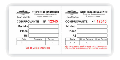 Comanda / Ticket / Estacionamento / Lava Rápido / 12 Blocos 0