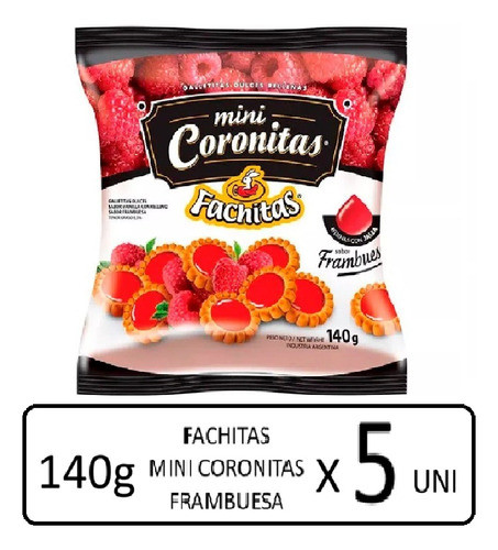 Pack X 5 Galletitas  Mini Coronitas Frambuesa X 140 Grs 1