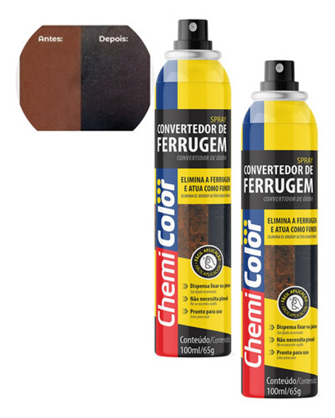 Kit 2 Spray Convertedor De Ferrugem Chemicolor 100ml 0 Kit 2 Spray Convertedor De Ferrugem Chemicolor 100ml 0