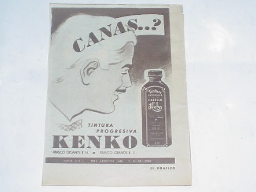 Kenko Tintura Progresiva Cabello  1955 Antigua Publicidad 0