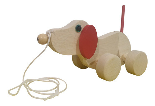 Cachorro Articulado Em Madeira Brinquedo Educativo De Puxar 0