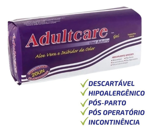 Absorvente Adultcare Unissex - Com 20 Absorventes 1 Absorvente Adultcare Unissex - Com 20 Absorventes 1