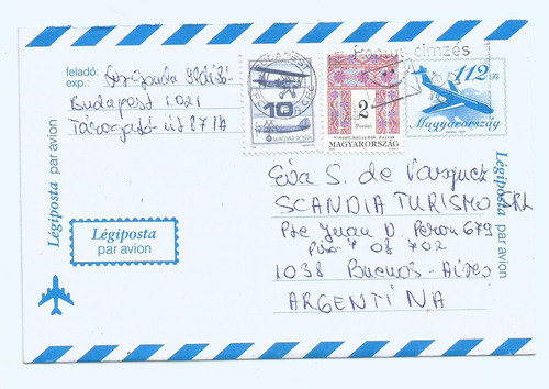 Entero Postal Circulado Desde Budapest 1997 0