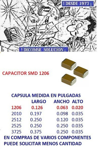 Capacitor Smd 1206 15nf 0.015uf Y5v X 50v X 50 Unid 0