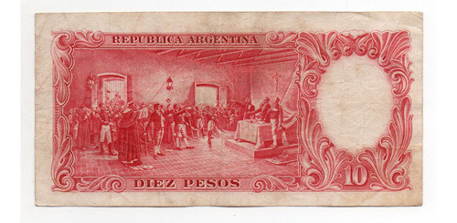 Billete Argentina 10 Pesos Moneda Nacional Bottero 1959 Mb- 1