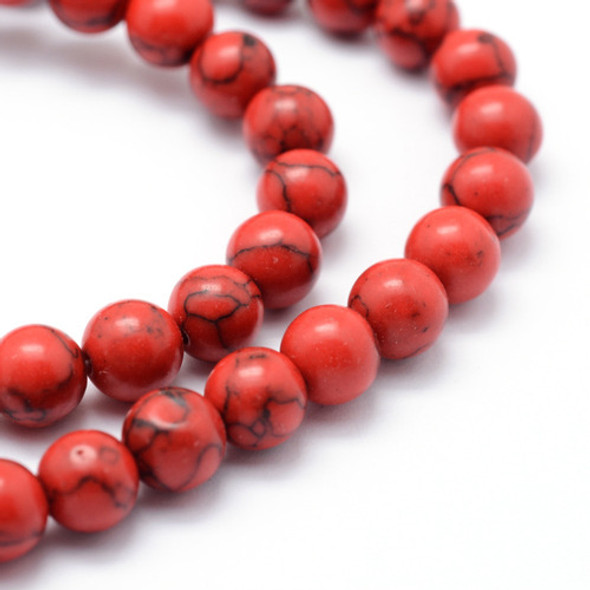 Tira De Piedra Howlite Rojo Sintético 6mm 0