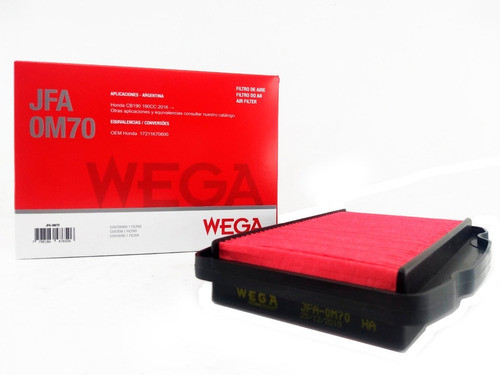 Filtro Aire Honda Cb 190 R Wega Jfa-0m70 Calidad Ryd Motos 1