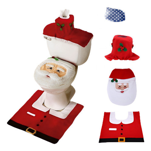Navidad Baño 3pcs/set Santa Wc Asiento Cubierta Piso Mat Oli 0
