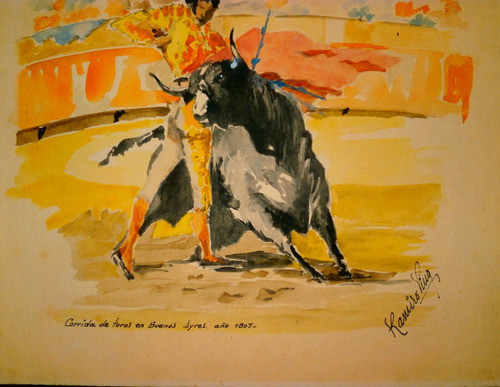 Acuarela Firmada Tauromaquia 1