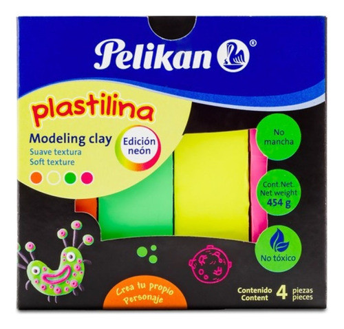 Plasticina Pelikan Barra Jumbo Neon X4 Serviciopapelero 0