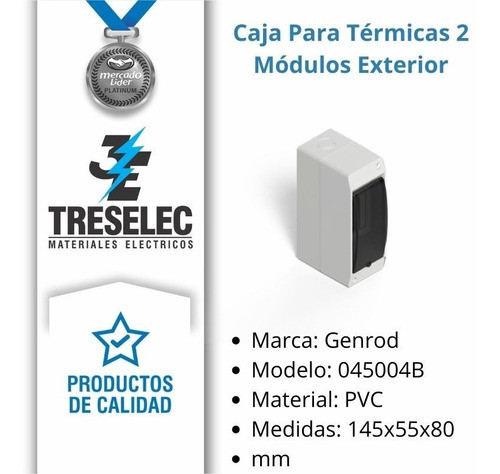 Caja Para Térmicas Exterior 2 Módulos Pvc Con Tapa Genrod 1