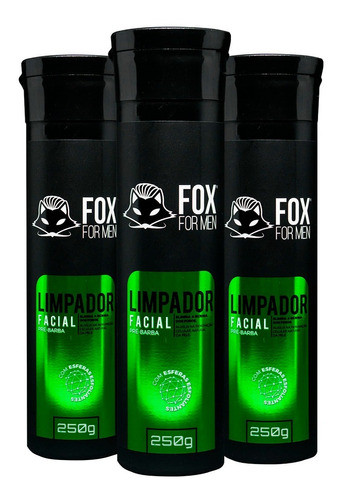 Kit 3 Limpador Facial Fox For Men 250g Esfolia E Hidrata 0