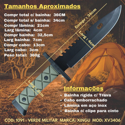 Faca Esportiva Pesca Tática C/ Bainha Camping Sobrevivência 1