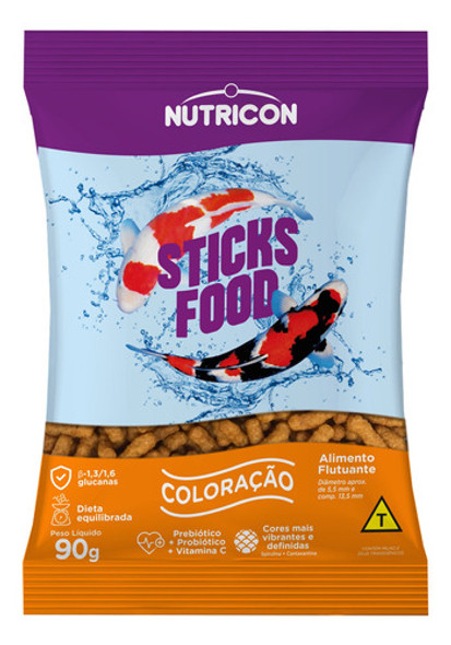Alimento Peces Carpas Koi Sticks Food Color 90g Nutricon 0