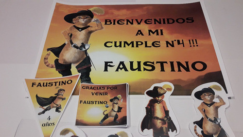 Combo Cumpleaños Gato Con Botas Personalizado 0