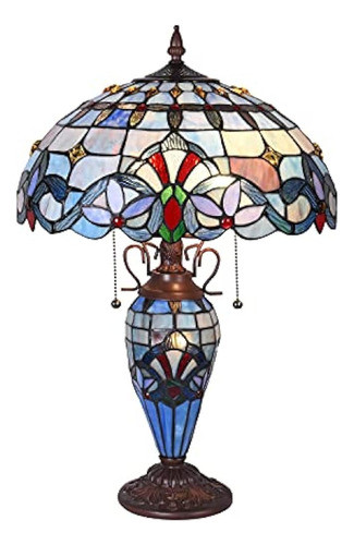 Capulina Tiffany Lámpara De Mesa Grande 3-luz Con Luz Noctur 0