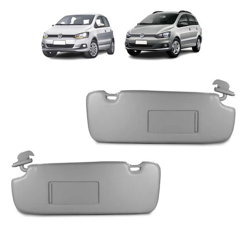 Par Quebra Sol Cinza C Espelho Iluminação Vw Fox 2015 2016 0