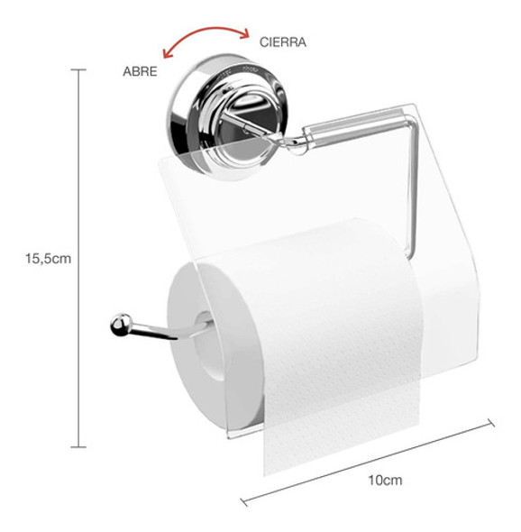 Porta Rollo Papel Higienico Con Ventosa Acero Inox Baño 1