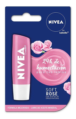 Pack 3u Protector Labial Nivea By Labello Soft Rosé 4,8g 0