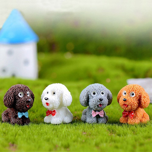 Miniatura De Cachorro Terrario E Mini Jardim De Fadas 4 Uni. 1
