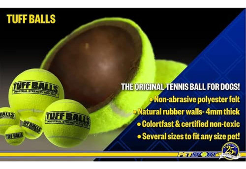 Petsport 3 Pack De Pelotas De Tenis Tuff Ball Para Perros, 2 1