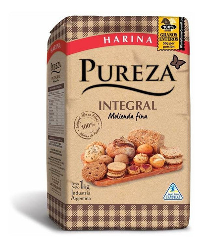 Pack X 18 Unid. Harina  Integral 1 Kg Pureza Harinas De Tri 0