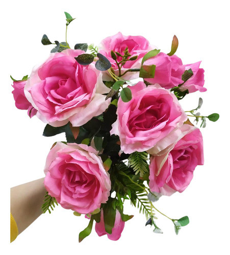 2buquê De Rosas Artificiais Diana Rosa Pink Decoracao 0